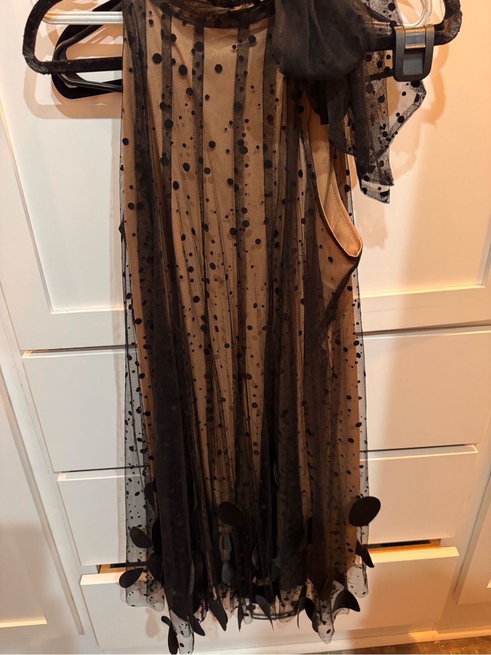 Ryu Black Sheer Polka Dot Midi Dress
